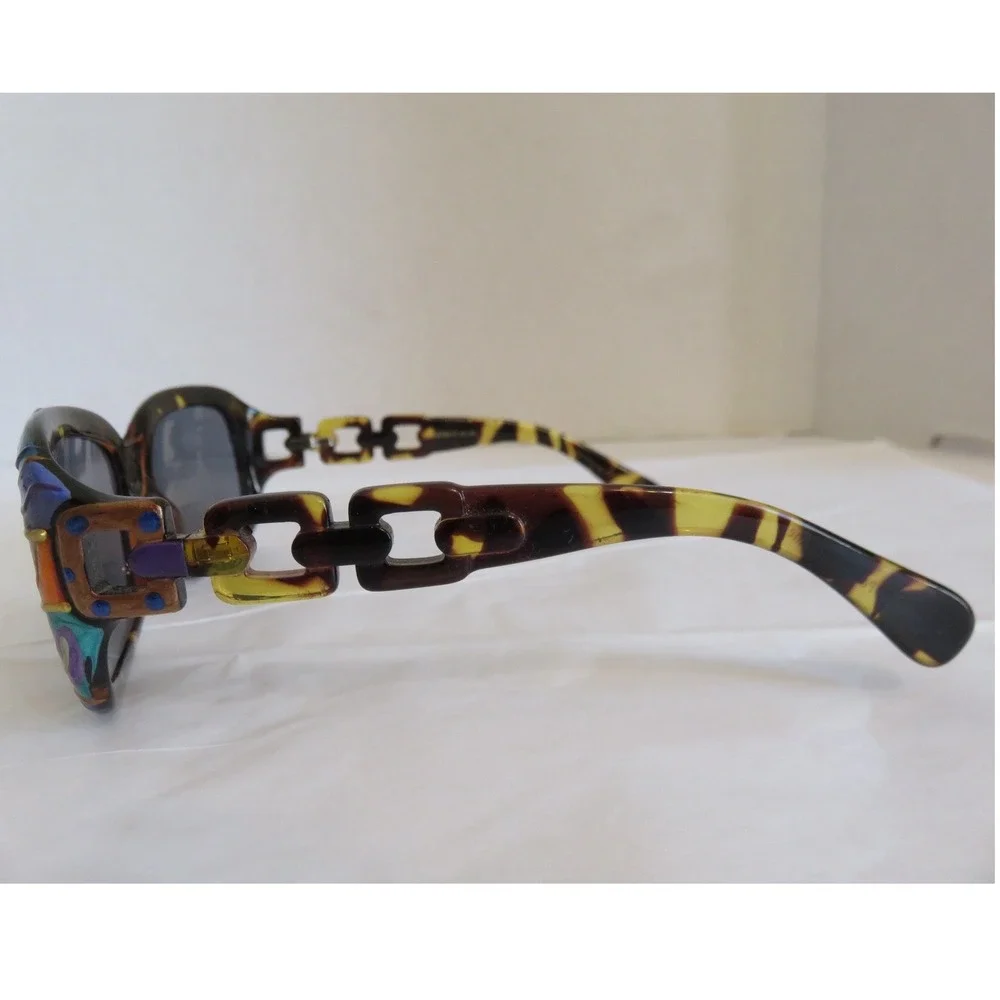 Hand Painted Bifocal Sunglasses +2.50 Oversized Square Tortoise R537BF/T Multi